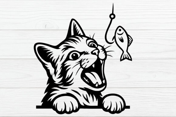 Black Cat Catching Fish Silhouette SVG Review
