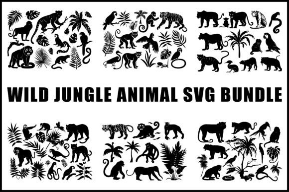 Black Wild Jungle Animal SVG Set