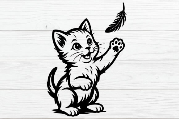 Cute Cat Playing with Feather SVG Review