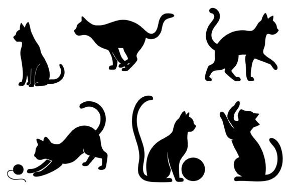 Cute Cat Silhouette Svg Png Clipart Set Review