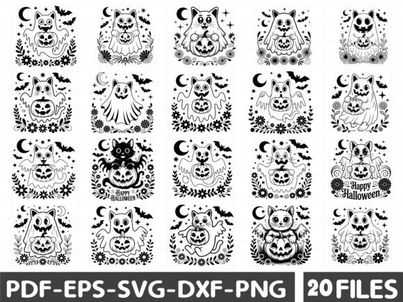 Halloween Floral Ghost Cat SVG Review