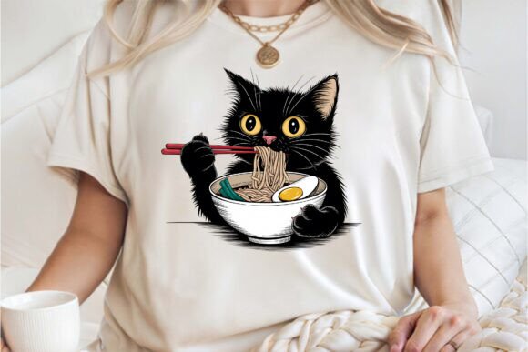 Ramen Lover Black Cat Tee PNG Review