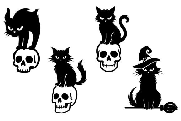 Scary Halloween Black Cat Vector Set Review
